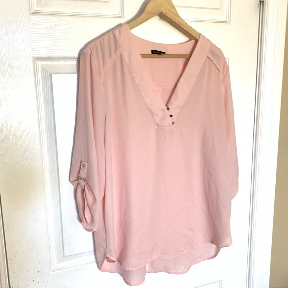 Dynamite Soft Pink V-Neck Blouse 3/4 Sleeve Women’s XL